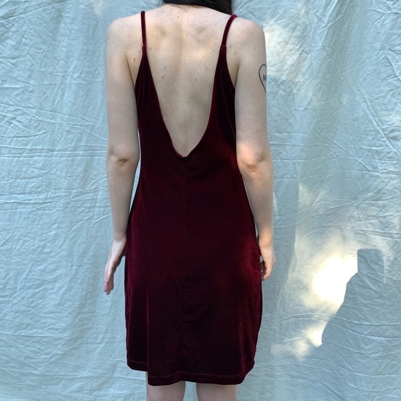 Vintage Velvet Maroon Dress - Picture 3 of 4